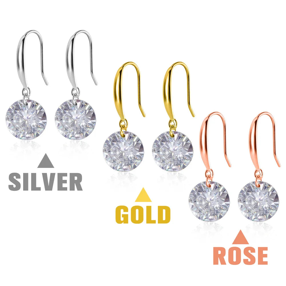 Trustdavis Genuine 925 Sterling Silver Lovely Dazzling CZ Dangle Earrings For Women Fashion Silver 925 Jewelry Wedding Gift DT59