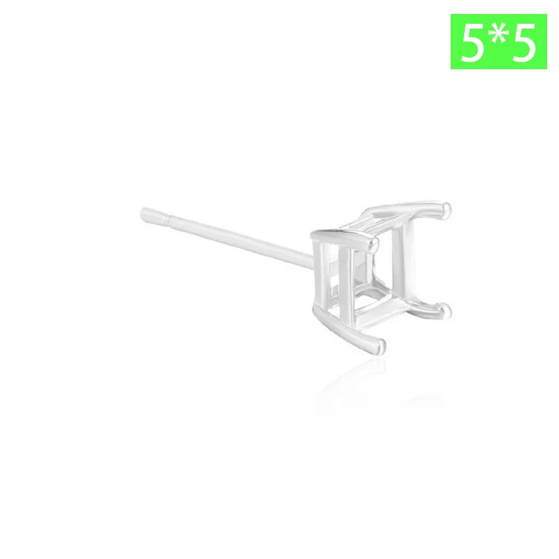 TrustDavis Real 925 Sterling Silver fashion Four clawed square earring ear rest Handmade DIY Accessories Wholesale DZ1761