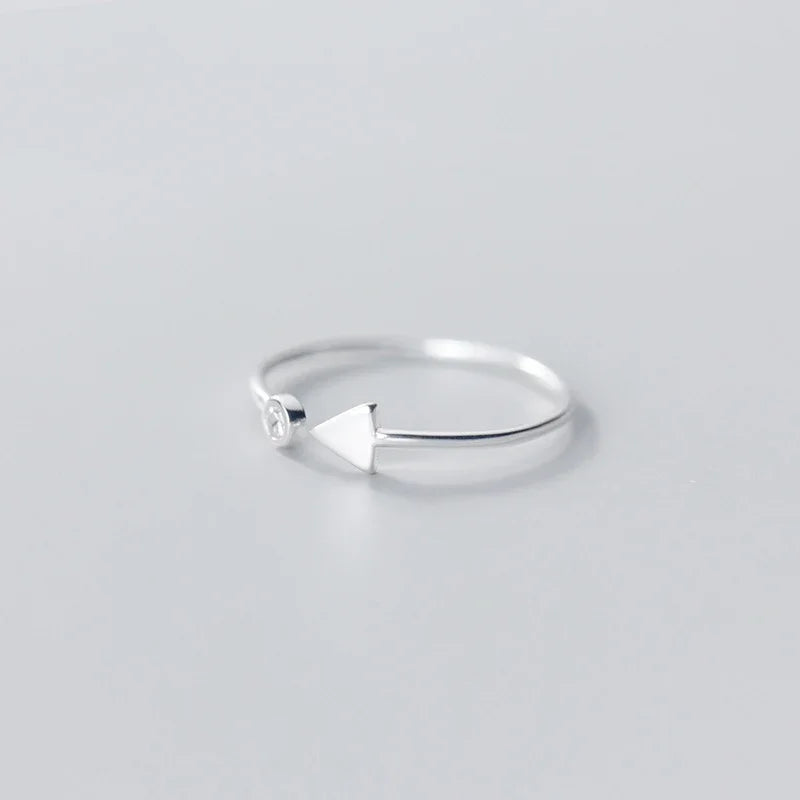 TrustDavis Genuine 925 Sterling Silver Fashion Round Triangle Shiny CZ Opening Ring For Women Wedding Party S925 Jewelry DA1172