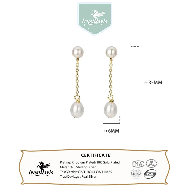 Real 925 Sterling Silver Sweet Luxury Long Tassel Stud Earrings DA3239