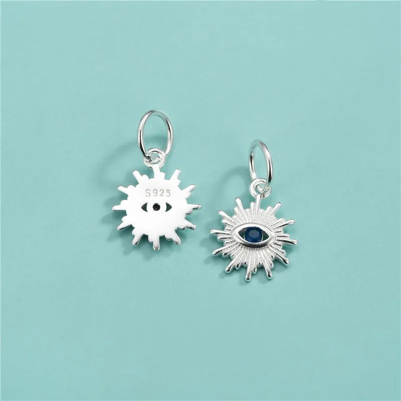 TrustDavis Real 925 Sterling Silver Fashion Blue Eyed Demon Charm Pendant Handmade DIY Accessories Fine Jewelry Wholesale DZ1736