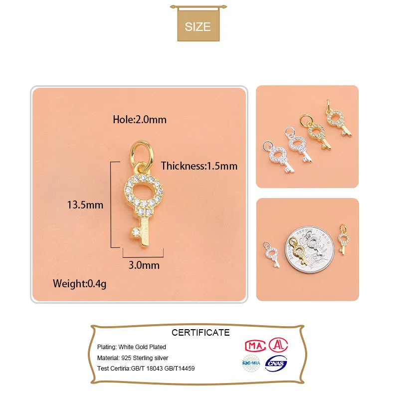 Mini Key Charm Pendant Handmade DIY Accessories Jewelry HY027