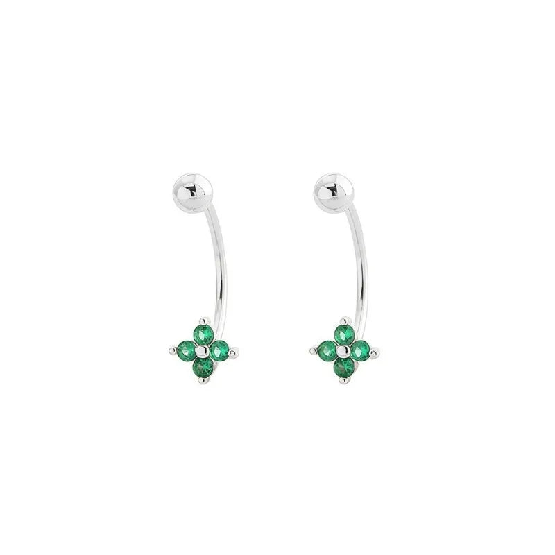 Four Leaf Clover Earring Multicolor Cubic Zircon Screw Earrings DS5006