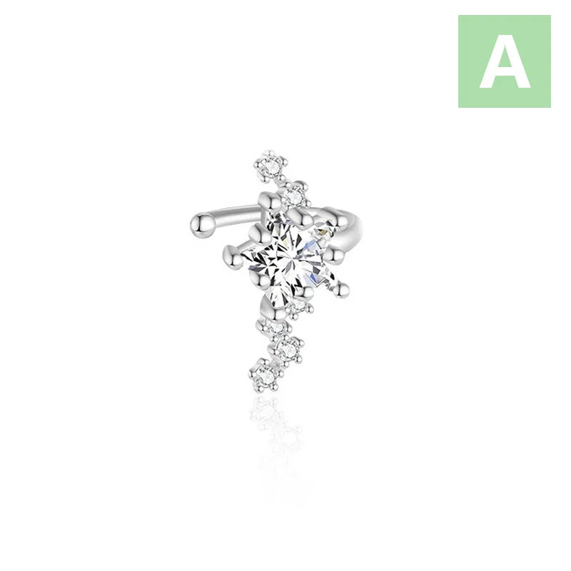 Star Moon Zircon Single Clips Earrings  DS4749