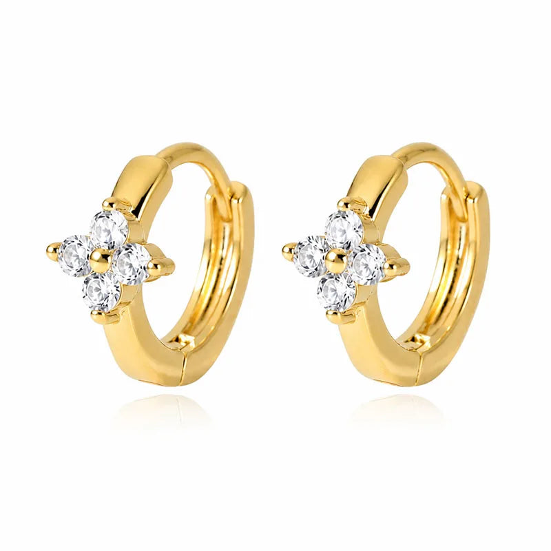 Real 925 Sterling Silver Flower-shaped Zircon Earrings DS4948