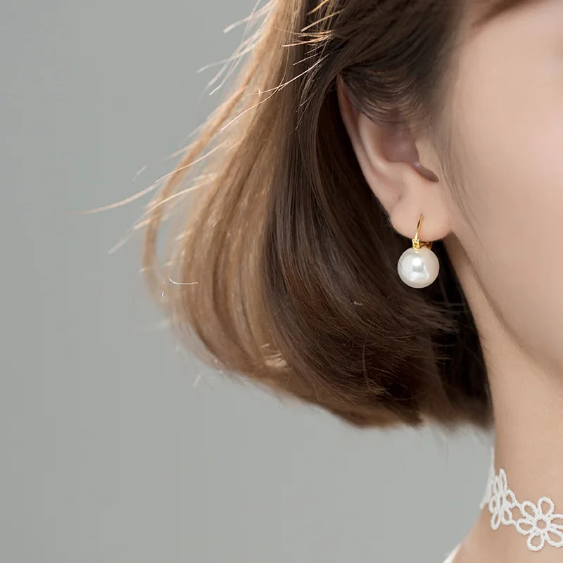 Temperament Synthetic Pearl Hoop Earrings DA776