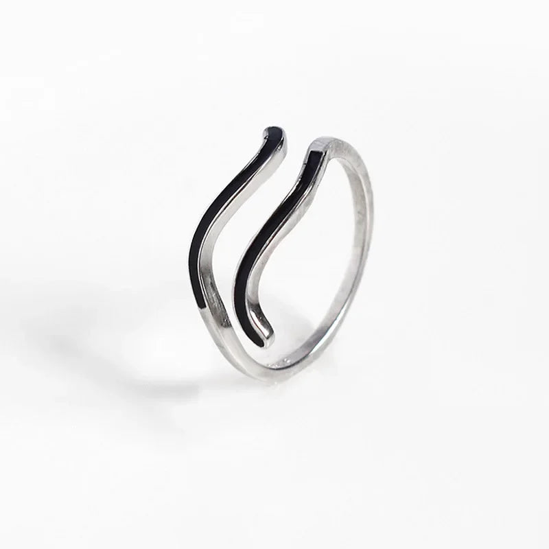 Trustdavis Real 925 Sterling Silver Fashion Wave Pattern Simple Adjustable Ring Vintage Jewelry Dl0055