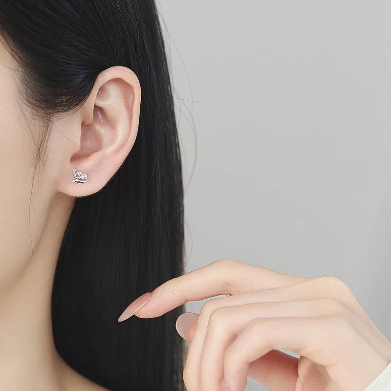 Lily of The Valley Stud Earrings Dainty CZ Floral Earrings DS4996