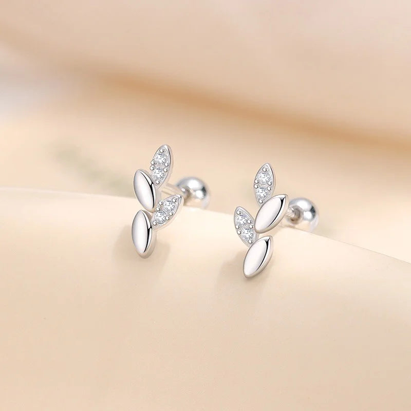 Fashion and Minimalist Leaf Screw Earrings for Women DS4961