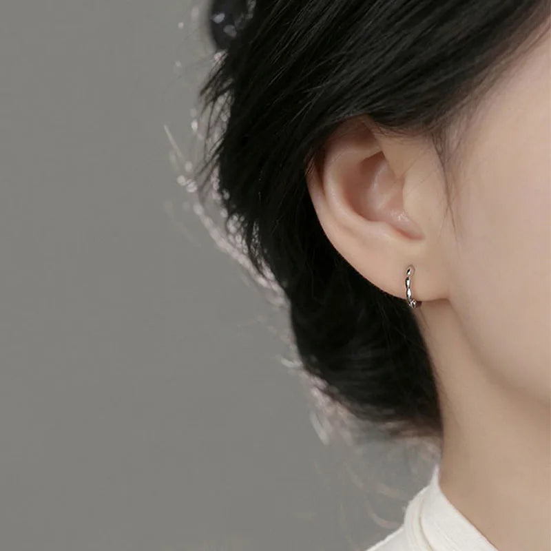 Silver Bead Hoop Earrings DS5027