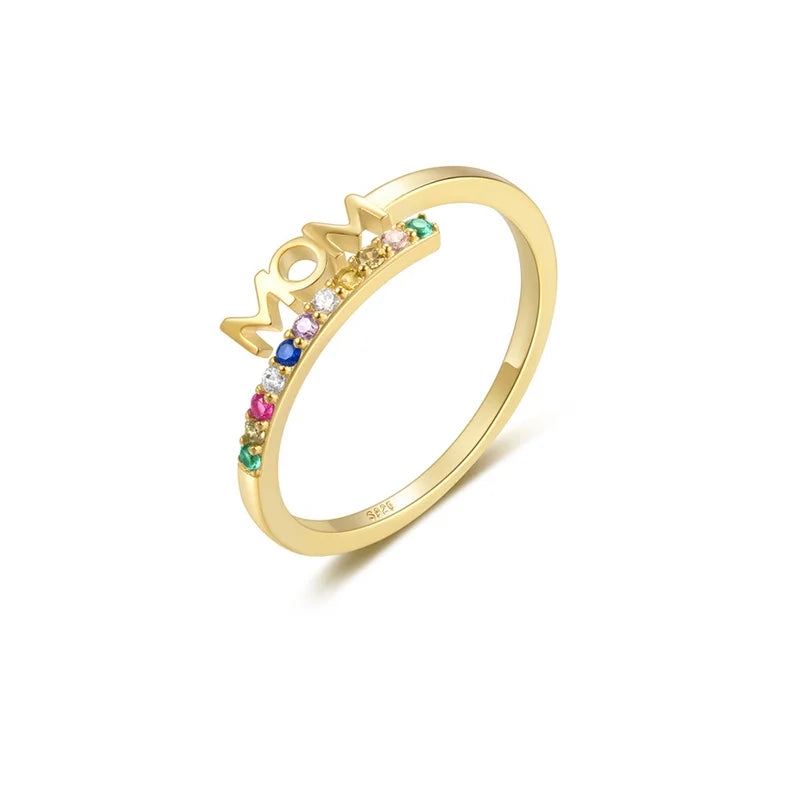 Letter Mom Colored Zircon Ring DS4830