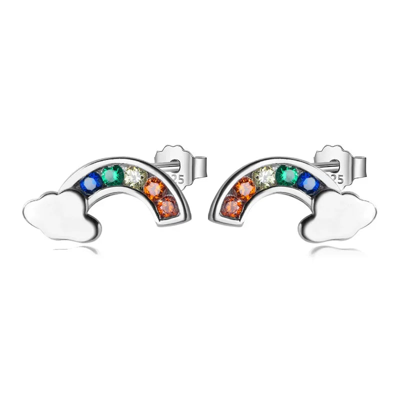 TrustDavis 100% 925 Sterling Silver Women Fashion Ice Cream Style Stud Earrings Gift For Daughter Girls Teens Wholesale DS1533