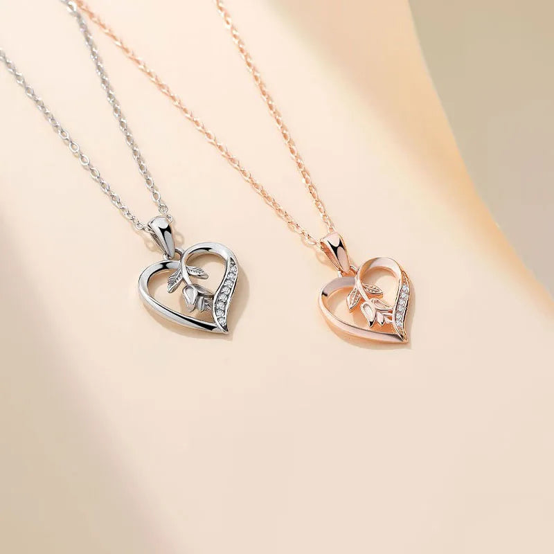 Heart Flowers Silver Pendant DZ1903