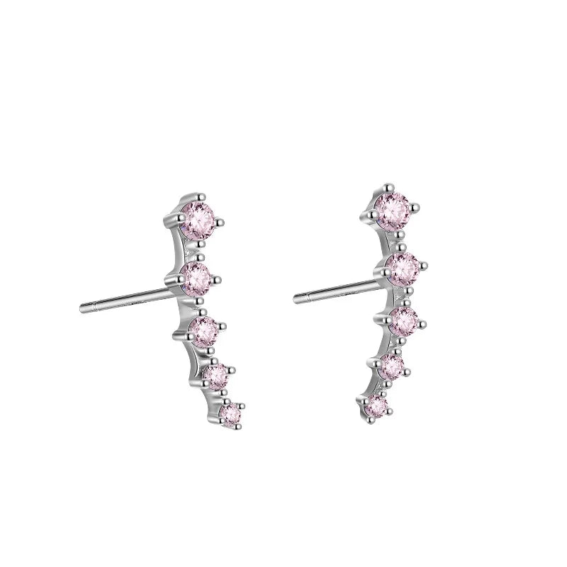 Fashion Unique Curved Colored Zircon Stud Earrings for Women DS4971