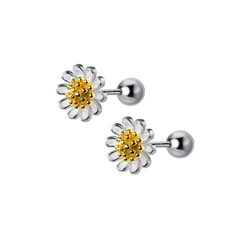 Minimalist Sweet Flower Bead Screw Stud Earring DS543