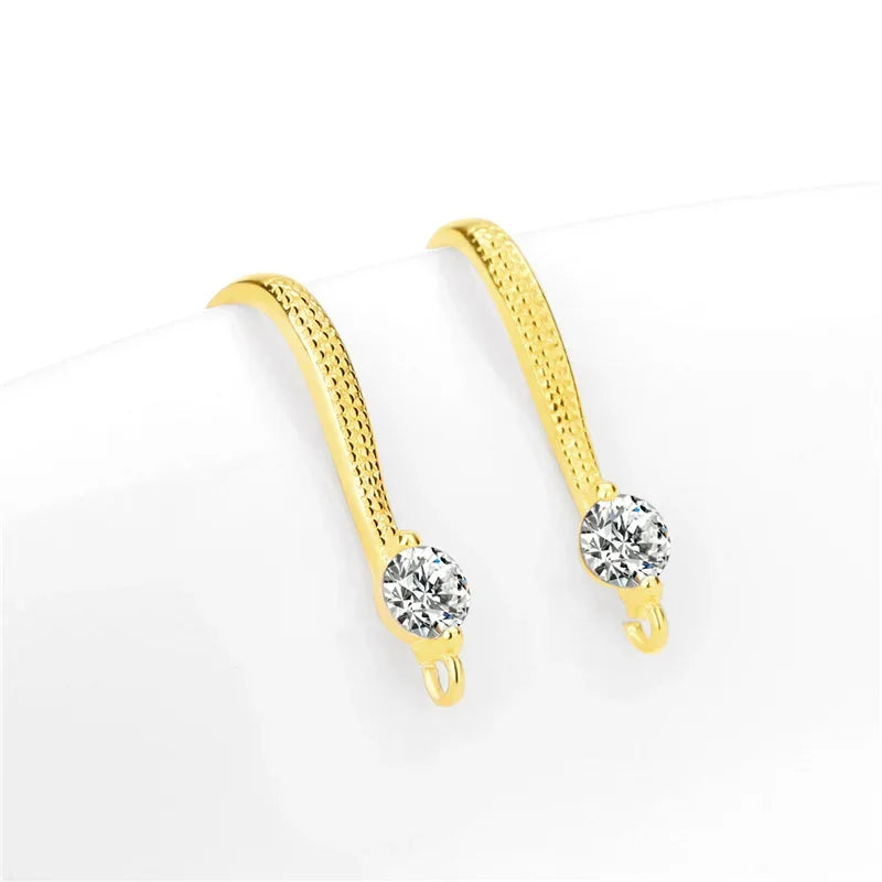 TrustDavis Real 925 Sterling Silver Fashion Dazzling CZ Opening Handmade Ear Hook Earring DIY Accessories Fine Jewelry HY365