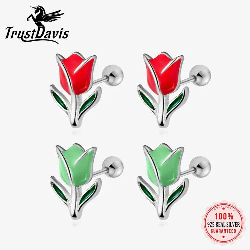 Flower Screw Stud Earrings DS4038