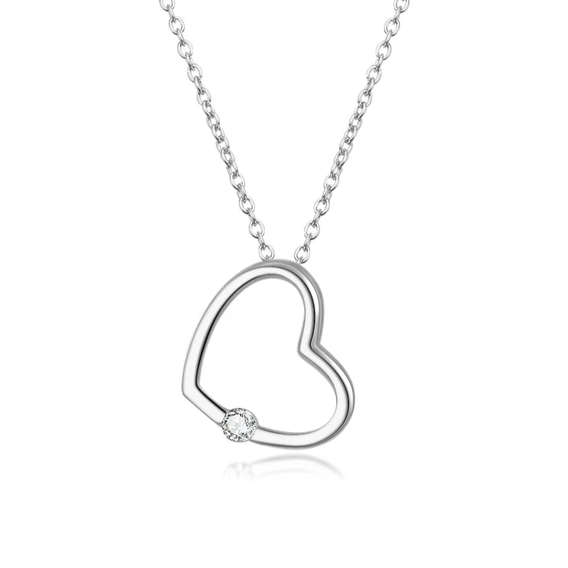 Romantic Heart White Pink Clavicle Necklace DS1092