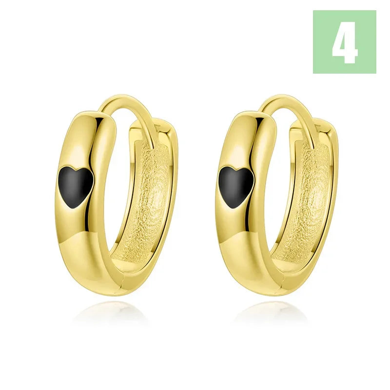 TrustDavis Real 925 Sterling Silver Fashion Sweet Heart Geometric Hoop Earrings for Women Wedding Party Fine Jewelry DS3959