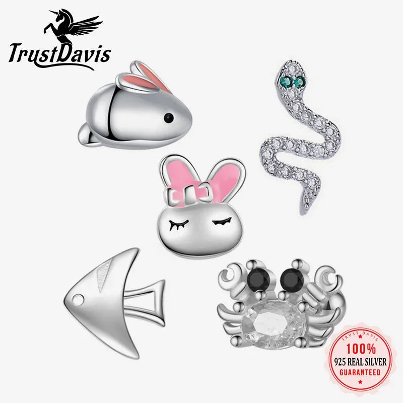 Romantic Animal Snake Crab Fish Rabbit Screw Stud Earrings DS4044