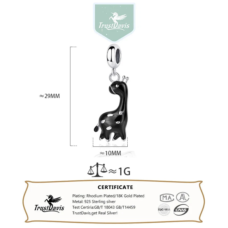 TrustDavis 2024 Real 925 Sterling Silver Fashion Sweet  Animals Heart Plant Pendant Handmade DIY Accessories Fine Jewelry DS3980