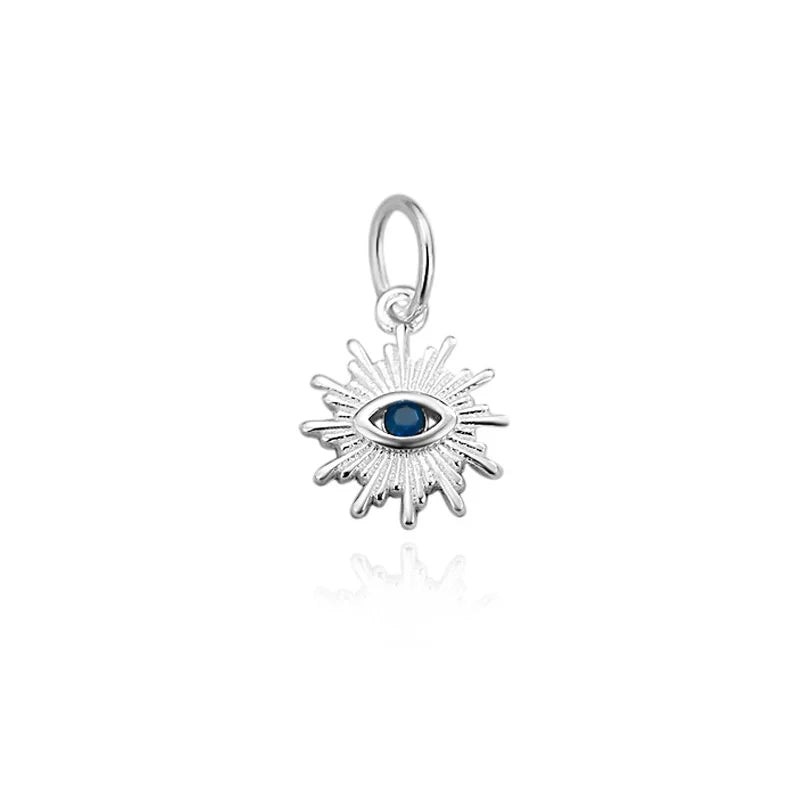 TrustDavis Real 925 Sterling Silver Fashion Blue Eyed Demon Charm Pendant Handmade DIY Accessories Fine Jewelry Wholesale DZ1736