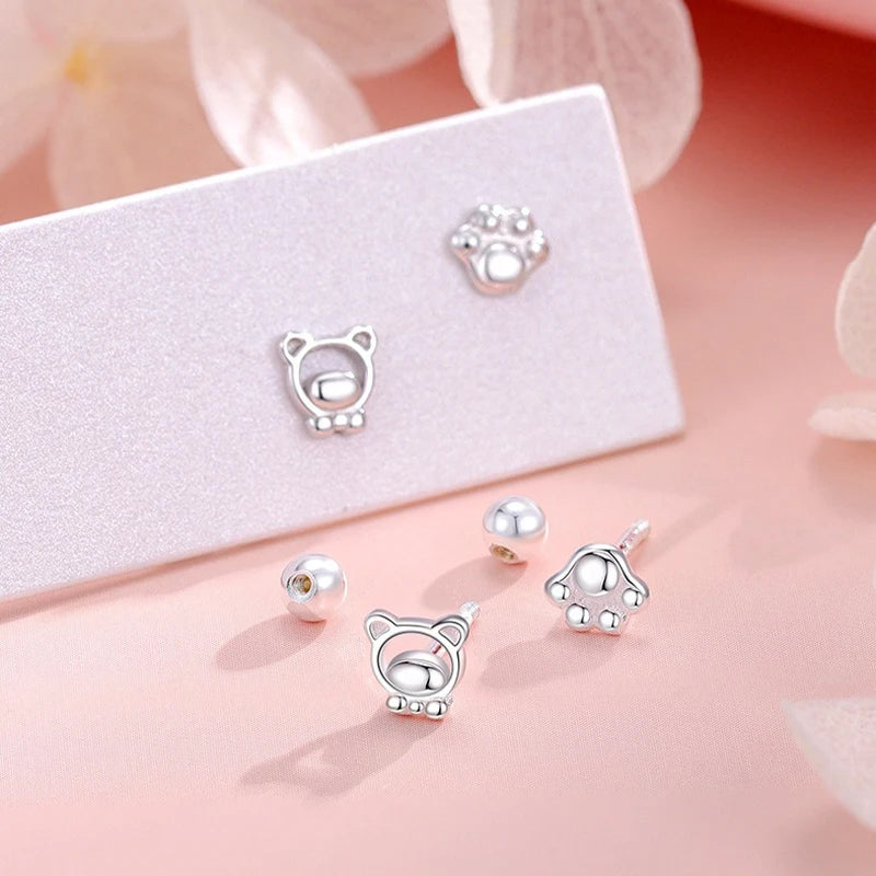 Fashion Sweet Cute Bear Paw Screw Earrings DS4770