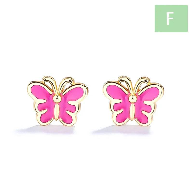 TrustDavis Real 925 Sterling Silver Glaze Cake Panda Dragonfly Stud Earrings For Women Wedding Party Fine Jewelry Gift DS4607