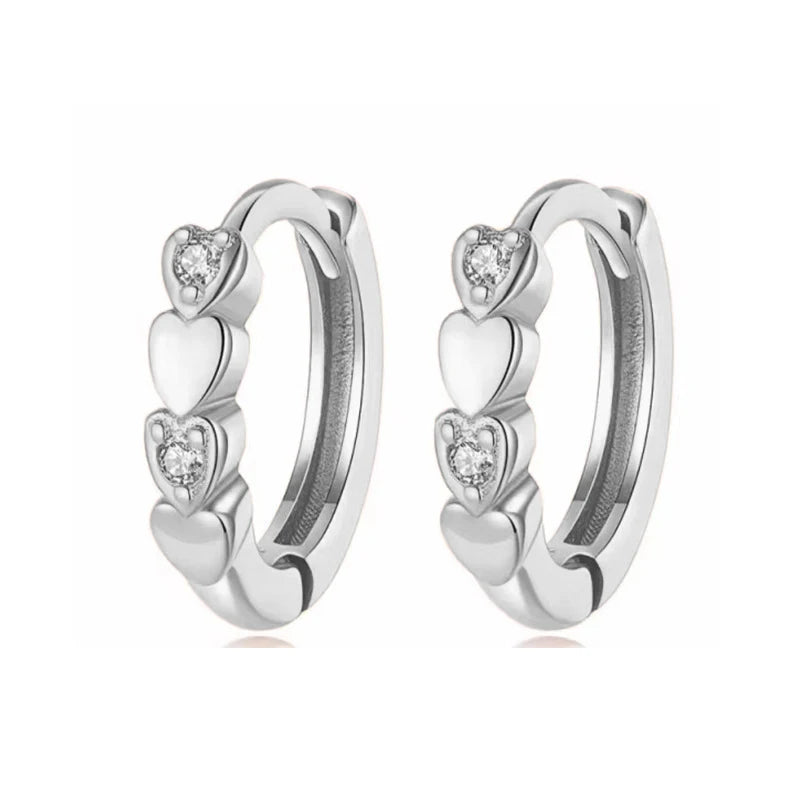 TrustDavis Real 925 Sterling Silver Romantic Heart  Hoop Earrings For Daughter Girls Birthday Gift Fine Jewelry DG0070