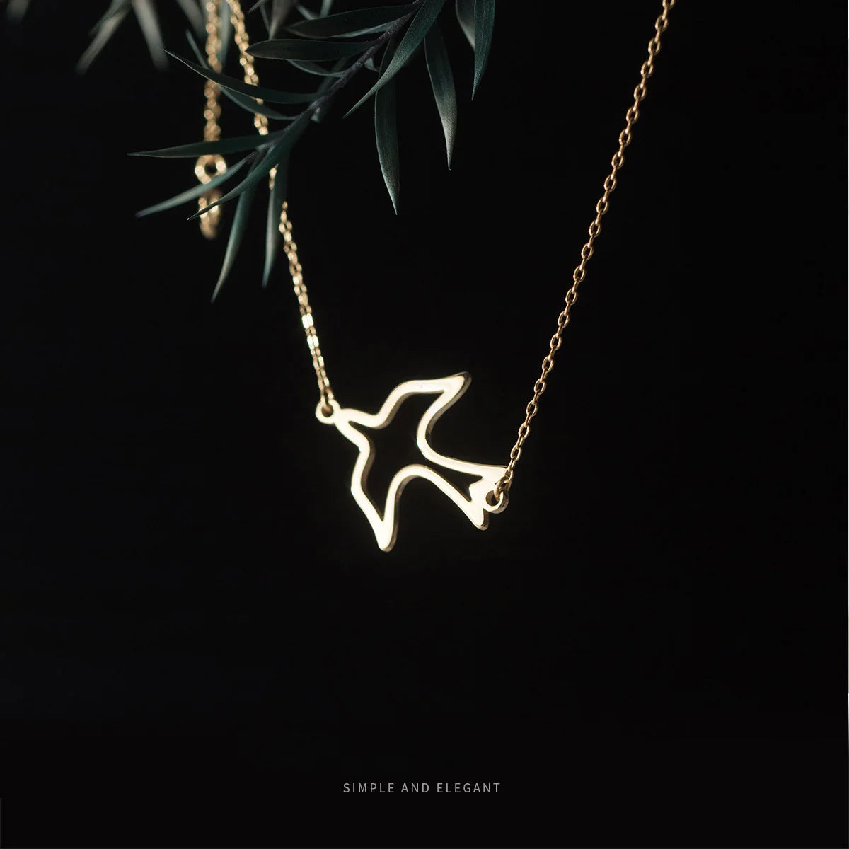 Trustdavis Real 925 Sterling Silver Fashion Gold Hollow Birds Clavicle Chain Necklace For Women Wedding Party Jewelry DA2705