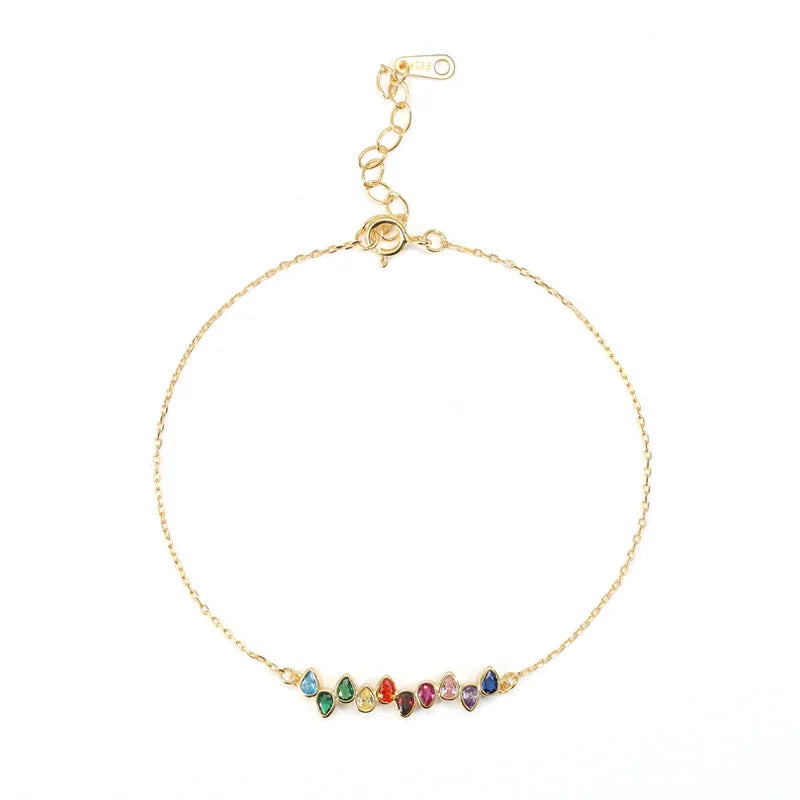 Trustdavis Minimalist Authentic 925 Sterling Silver Fashion Water Drop Colour CZ Bracelets For Women Wedding S925 Jewelry DA2066