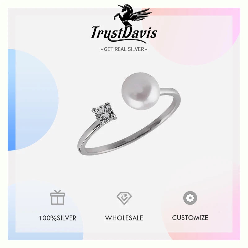 Natural Pearl Open Zircon Ring DS4849