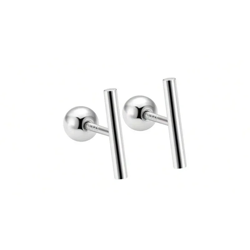 Trustdavis Real 925 Sterling Silver Stick Screw Stud Earrings For Women Children Baby Girls Kids Mini Minimalist Jewelry DA45
