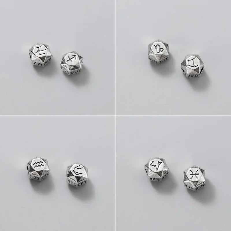 TrustDavis Real 925 Sterling Silver Beads Fashion 12 Constellation Charm Beads Fit Bracelet Necklace Accessories Jewelry HY886