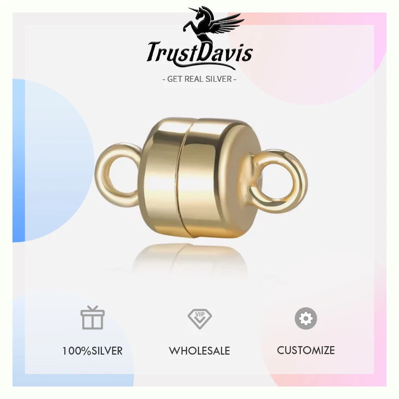 TrustDavis  Real 925 Sterling Silver Fashion Cute Magnet S925 Marking Bracelet Necklace DIY Accessories Jewelry Wholesale DZ110