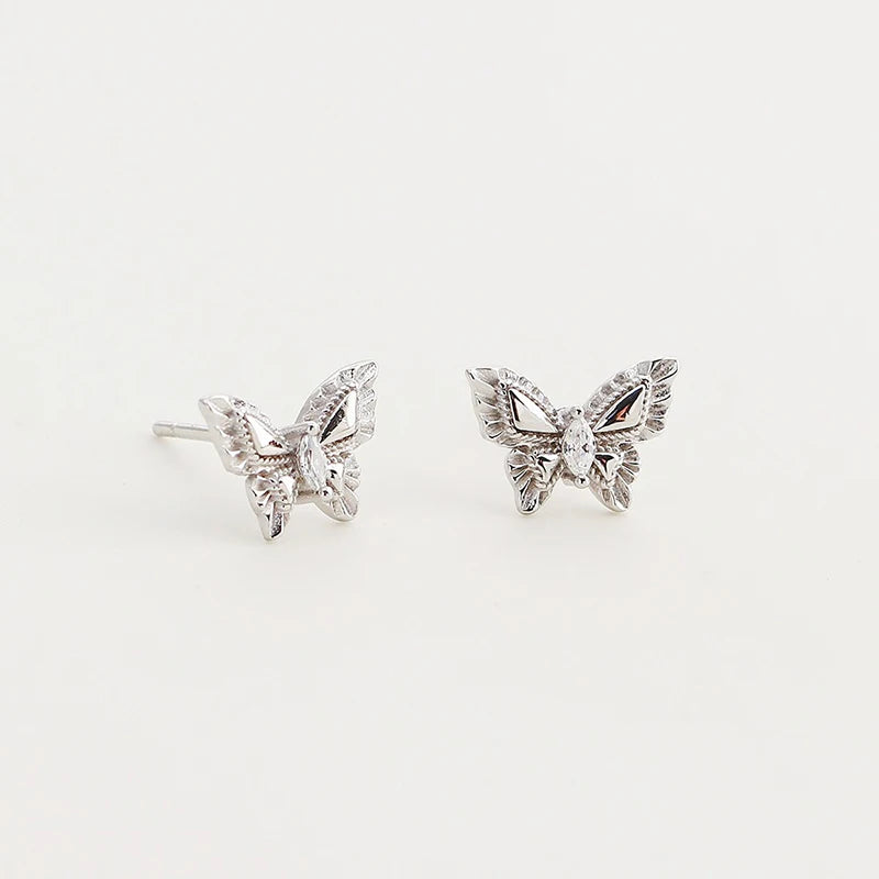 TrustDavis 925 Sterling Silver Women's Fashion Simple Butterfly Zirconia Earrings for Women Girls Birthdays Jewelry Gift  DS4701
