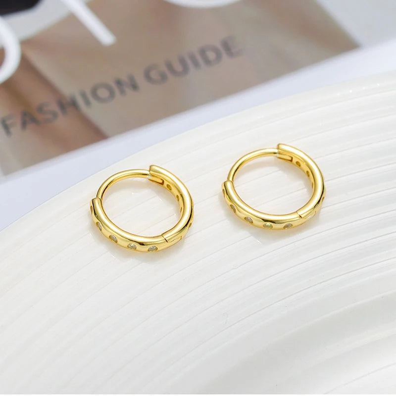 TrustDavis Real 925 Sterling Silver Women's Fashion Simple Zirconia Hoop Earrings for Women Girls Gift Fine Jewelry DS4711