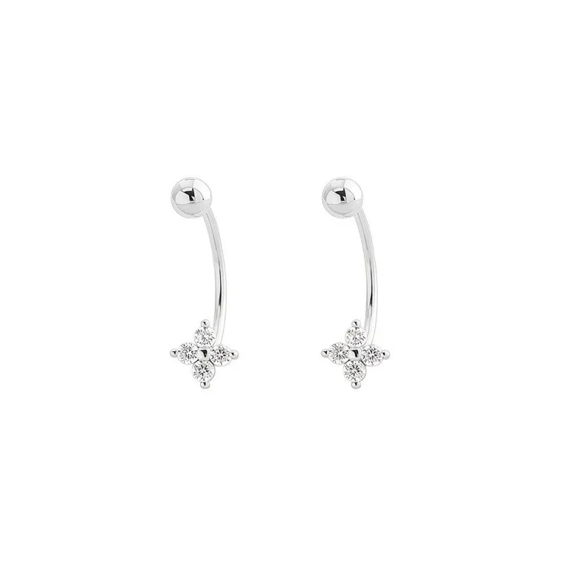 Four Leaf Clover Earring Multicolor Cubic Zircon Screw Earrings DS5006