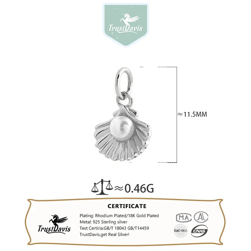 TrustDavis Real 925 Sterling Silver Fashion Shell Cross Charm Pendant Handmade DIY Accessories Fine Jewelry Wholesale DZ1812