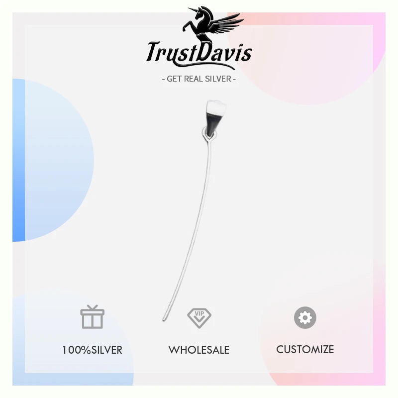 TrustDavis Authentic S925 Sterling Silver Fashion Long Needle Pendant Buckle DIY Accessories Fine Jewelry Wholesale DZ1799