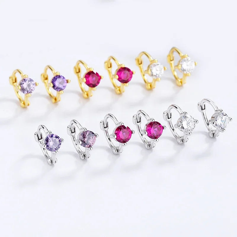 TrustDavis Real 925 Sterling Silver 2025 18K Gold Colour CZ Hoop Earrings For Daughter Girls Birthday Gift Fine Jewelry DG0078