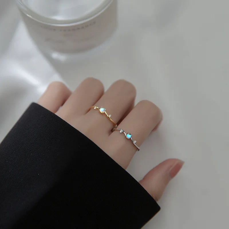 Trustdavis Original 925 Sterling Silver Ring Synthesis Coloured Glaze Opening Rings For Women Wedding Fine S925 Jewelry DA2766