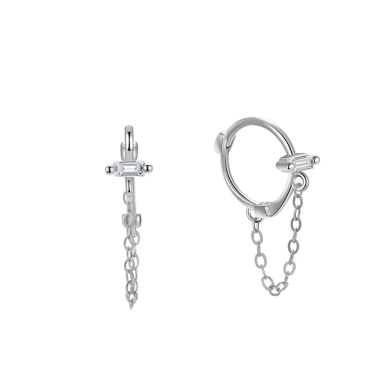 Square Zircon Tassel Hoop Earring DS4852