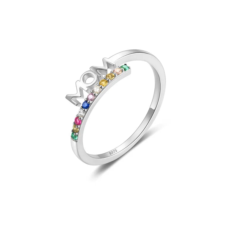 Letter Mom Colored Zircon Ring DS4830