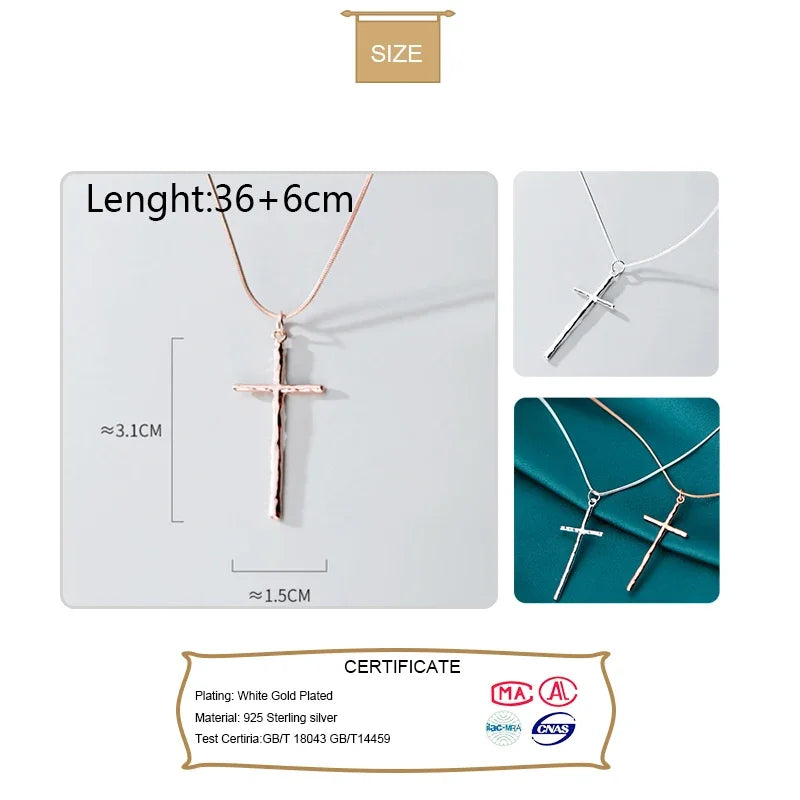 TrustDavis Real 925 Sterling Silver Minimalist Cross Clavicle Necklace For Women Wedding Anniversary Party Fine Jewelry DA1389