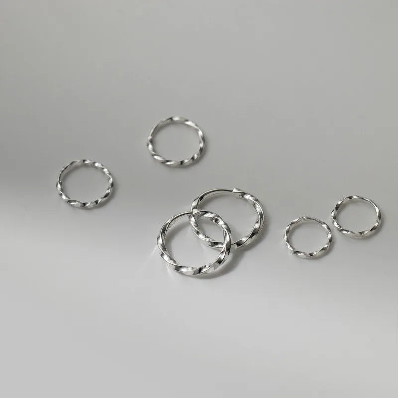 Silver Twisted Braided Hoop Earrings DS4966