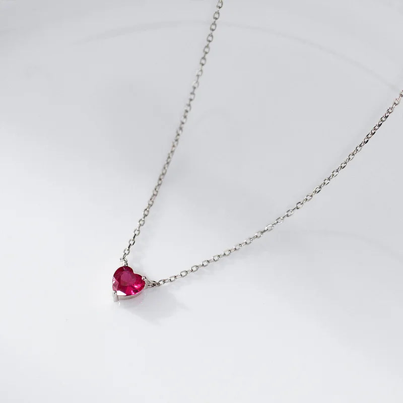 TrustDavis Real 925 Sterling Silver Fashion Heart Cubic Zirconia Necklace for Women Wedding Valentine's Day Fine Jewelry  DS4171