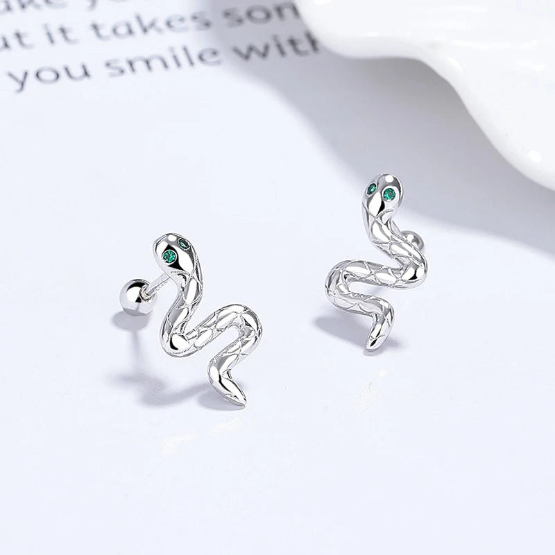 TrustDavis Real 925 Sterling Silver Women's Stud Earring Fashion Snake Spiral Earrings for Women Girls Jewelry Gifts DS4246