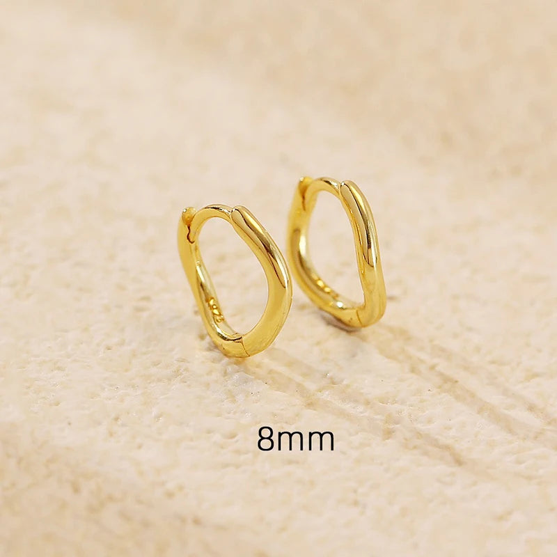 TrustDavis Real 925 Sterling Silver Women's Fashion Simple Wavy Irregular Earrings for Women Girls Gift Fine Jewelry DS4699