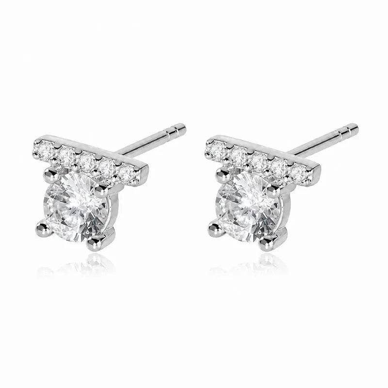 Fashion and Luxury Round Zircon Stud Earrings DS4937